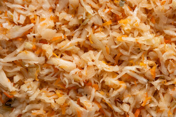 Food background fermented cabbage with carrot
