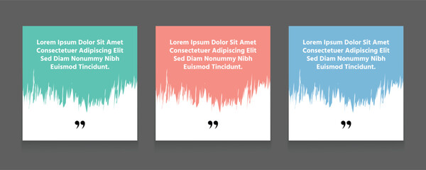 Quote frames blank templates set. Set of speech bubble quotes template. Textbox isolated on a color background. Testimonials text in brackets, citation empty quote bubbles.