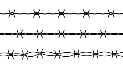 Hand drawn illustration of two strands of sharp barbed wire