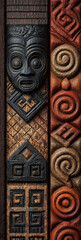 Bold colors in indigenous art bookmark with Oceanic style