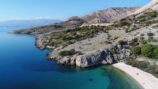 Aerial view of Ba&scaron;ka beach and Adriatic coastline