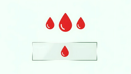 Fototapeta premium Red blood drops falling onto a glass slide for medical analysis and research