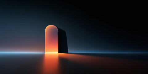gate-shaped light in the darkness

