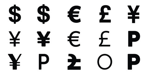 Obraz premium Dollar and Euro Currency Icon Set Featuring Minimalist Financial Symbols, Clean Money Graphics, and Clear Currency Signs for Banking Apps, Economic Infographics, and Financial Presentations