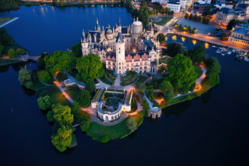  Schwerin Castle and the view of the marina in Schwerin's Turkey