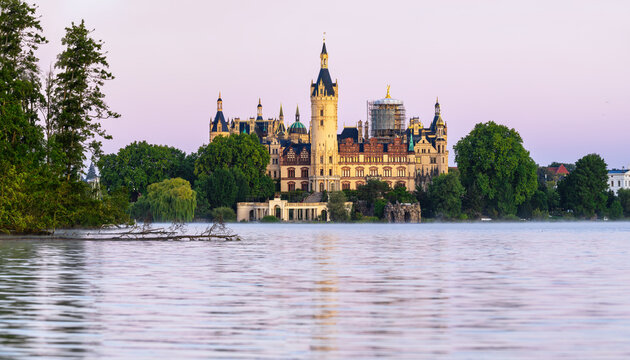  Schwerin Castle and the view of the marina in Schwerin's Turkey