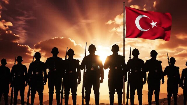 Heroic Turkish Soldiers Tribute in &Ccedil;anakkale Themed Background