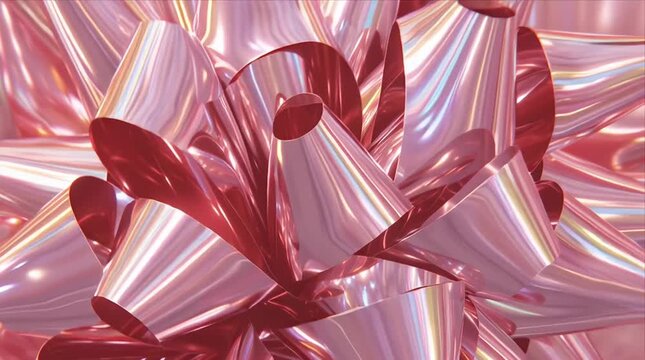 Gift wrapping with shiny pink ribbon for special occasions in bright setting