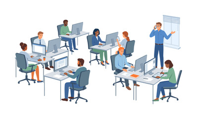 Fototapeta premium Diverse business team working in open office space