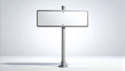 Obraz premium Blank white road sign on a pole, isolated on a clean white background with copy space. Ideal for custom text, directions, or advertising.
