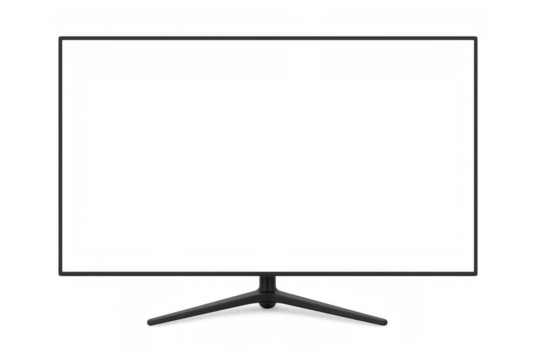 Realistic frameless computer monitor displaying a blank screen with transparent background, technology device mockup - Powered by Adobe