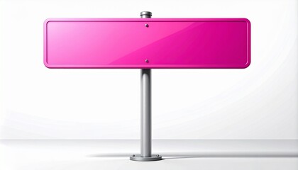 Obraz premium Blank Pink Road Sign on White Background with Copy Space, Empty Direction Signpost for Text, Information, or Advertisement