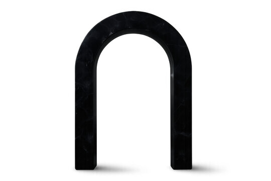 Black arch entrance creating portal effect on transparent background. Minimalist stone gate opening, symbolizing transition and access
