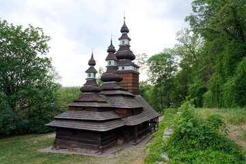 Wooden orthodox Carpathian Ruthenian Church of the Saint Michael Archangel at Kinsky Gardens, Petrin, Prague, Czech Republic