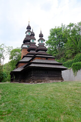Wooden orthodox Carpathian Ruthenian Church of the Saint Michael Archangel at Kinsky Gardens, Petrin, Prague, Czech Republic
