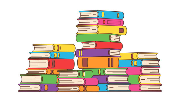 Colorful books stacking representing education and knowledge