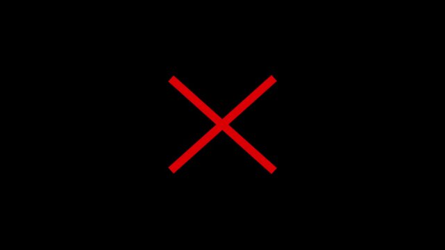 Animation of a red x and a green checkmark shape diagonal cross on white background