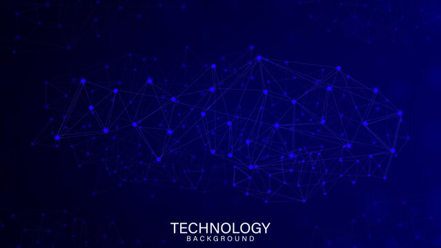 Blue Digital Network Plexus Background with Connected Lines, Abstract Technology Connection Concept with Data Mesh Nodes, Futuristic Cyber Communication Grid for Global Data Science