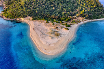Aerial view from above looking down towards Marathonisi beach, Zakynthos 2025 