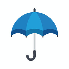 A blue umbrella with a curved handle. It's a simple, two-toned design