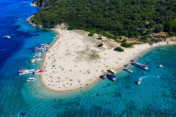 Aerial view from above looking down towards Marathonisi beach, Zakynthos 2025 