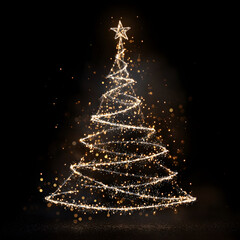 christmas tree on black background