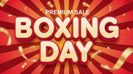 Premium sale boxing day festive banner with confetti