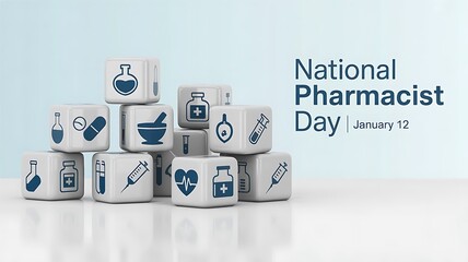 Stacked mugs with pharmacy symbols celebrating national pharmacist day