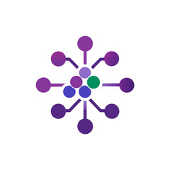 Network connection diagram with colorful nodes and lines