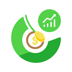 Financial growth and investment concept with dollar coin and graph
