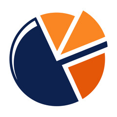 Modern pie chart graphic with orange and dark blue sections