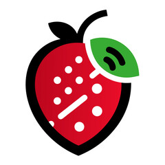 Strawberry icon with leaf and white spots