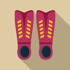 Pair of red flippers with flat design casting a long shadow © anatolir