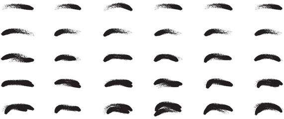 Black ink brush strokes vector set. Abstract grunge texture on white background. Black paintbrush. Grange marker texture.