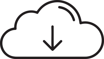 Cloud download icon symbolizing data transfer and storage concept on white background