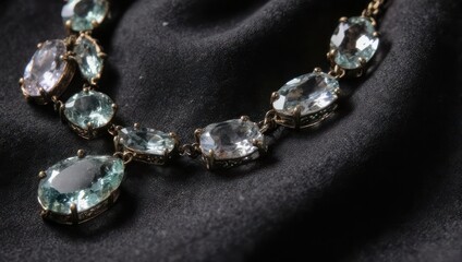 Elegant Aquamarine Necklace on Dark Display - A Luxurious Jewelry Piece.