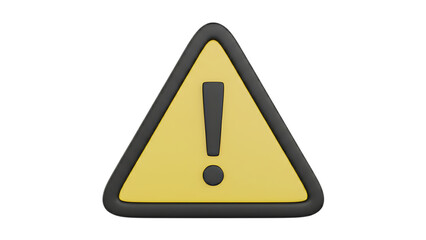 Isolated yellow warning triangle sign featuring an exclamation mark symbol to represent a safety hazard or caution alert for potential road risk and health stress on a white background illustration