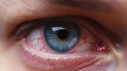 Closeup of eye in focus with blinking motion and vivid detail