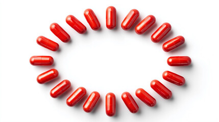 A row of red pills in a circle
