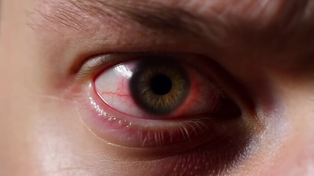 Closeup sequence of an eye blinking in slow motion with intense focus