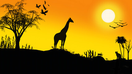 African sunset silhouette safari scene © Hanif D Craft