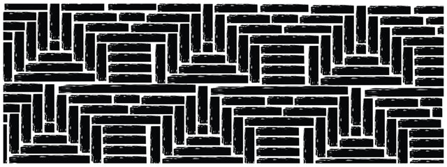 Seamless pattern with Brush drawn black scribbles shapes. Hand drawn decorative seamless pattern with bold brush strokes.