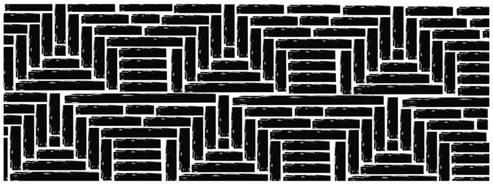 Seamless pattern with Brush drawn black scribbles shapes. Hand drawn decorative seamless pattern with bold brush strokes.