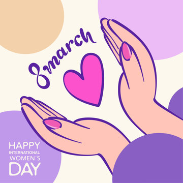 8 march Women's Day celebration card, give to gain, background template, vector illustration