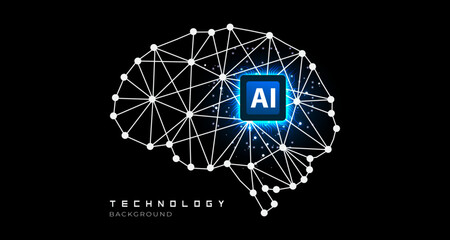Futuristic AI Processor with Neural Network Illustration for technology presentations, fintech platforms, and data science themes.