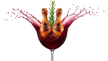 Isolated hand painted red paint splash with liquid strawberry and cherry juice drops for a fresh party cocktail celebration drink on white background