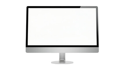 Modern flat screen LCD TV monitor with a blank black display isolated on white background for computer desktop or digital technology equipment