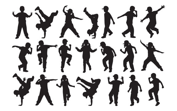 Kids Hip Hop Breakdance Silhouettes