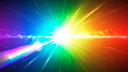 Fototapeta premium Vibrant rainbow light burst with dynamic lens flare effect
