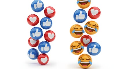 Colorful social media emoji icons for online engagement and communication